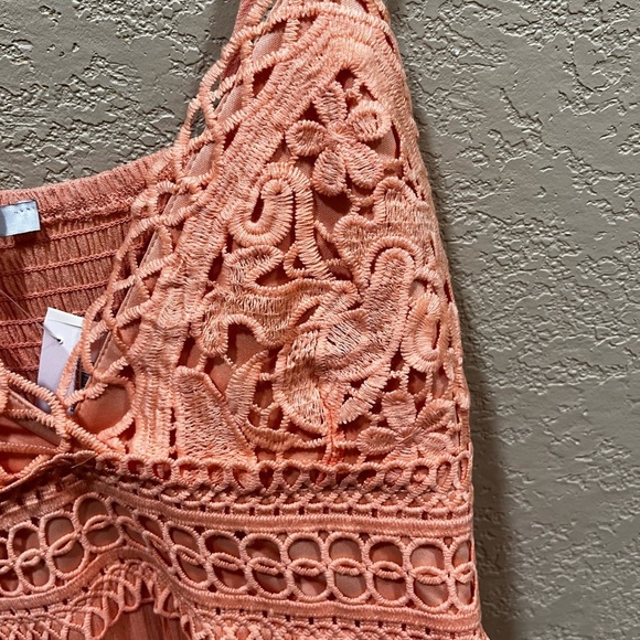IrisBasic Peach lace bodice summer short mini dress medium NWT - Picture 5 of 7